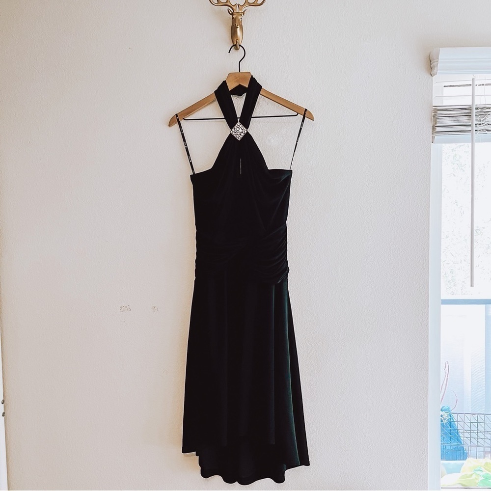 Tadashi Women's Black Backless Midi Dress Size Large